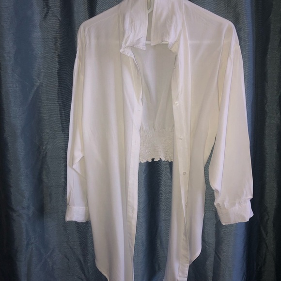 Bishop + Young -L- Crisp White Shirt elastic back- full sleeve- new or like new - Picture 9 of 14